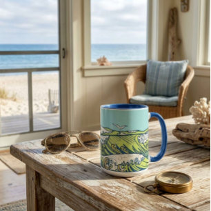 Mug Art Nouveau vintage Vagues océaniques par Combaz