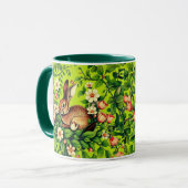 Mug Art Nouveau Wild Rabbit and Flowers (Devant gauche)