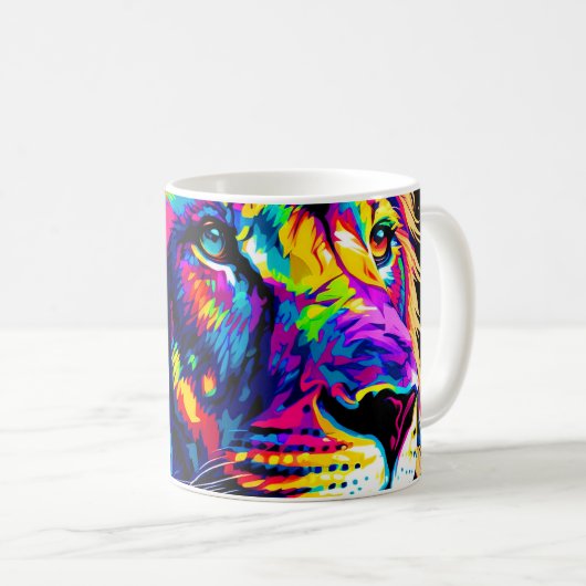 Mug Art numérique Abstrait 3d Portrait de Lion (Devant droit)