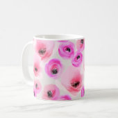 Mug Art numérique d'aquarelle rose Fleurs (Devant gauche)