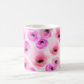 Mug Art numérique d'aquarelle rose Fleurs (Centre)