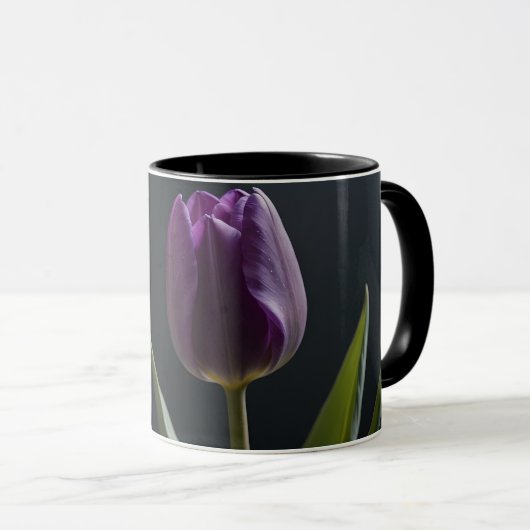 Mug Art numérique de fleur de tulipe pourpre (Devant droit)