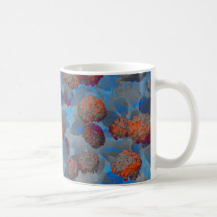 Mug Art numérique motif de fleurs de couleur orange bl