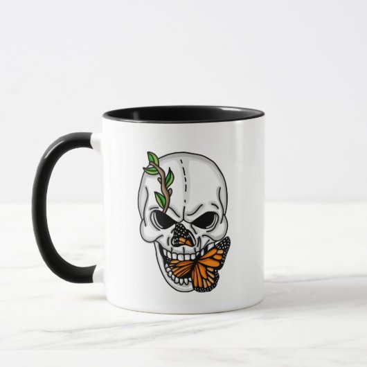 Mug Art numérique papillon crâne et monarque (Gauche)