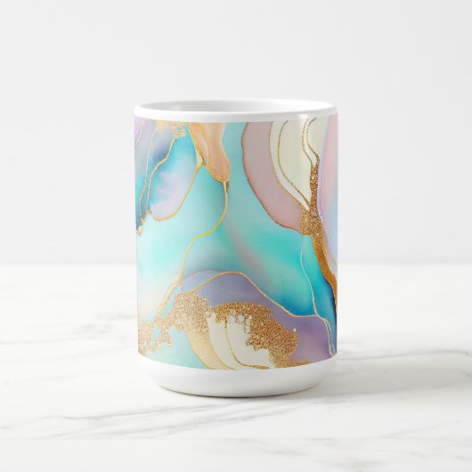 Mug Art parties scintillant abstrait en marbre pastel (Centre)