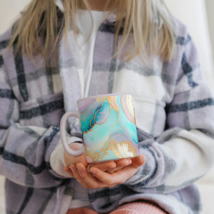 Mug Art parties scintillant abstrait en marbre pastel
