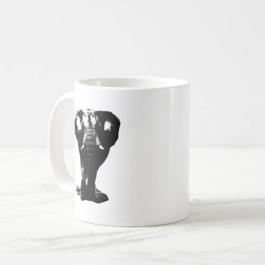 Mug Art pop Eléphant Noir & Blanc (Devant gauche)
