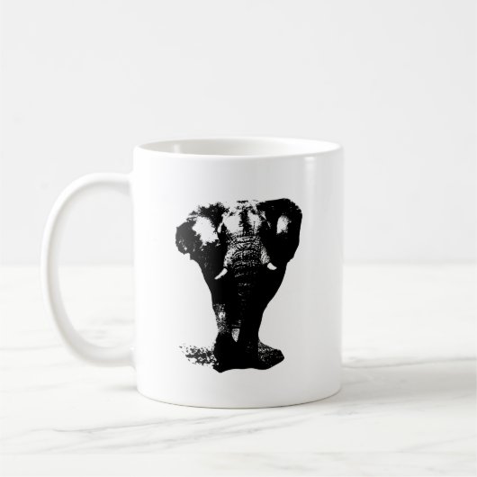 Mug Art pop Eléphant Noir & Blanc (Gauche)