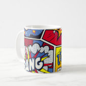Mug Art pop rétro, motif de la bande dessinée. (Devant gauche)