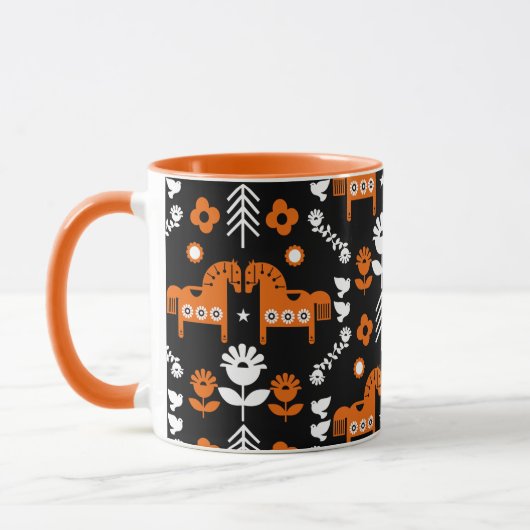 Mug Art populaire de cheval scandinave (Gauche)