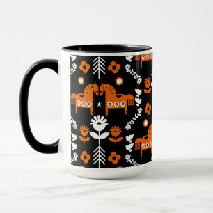 Mug Art populaire de cheval scandinave