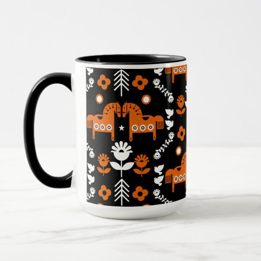 Mug Art populaire de cheval scandinave (Gauche)