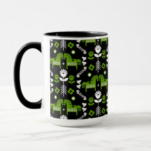 Mug Art populaire de cheval scandinave