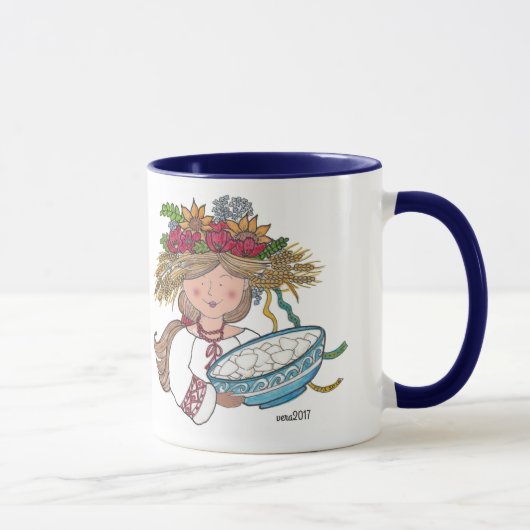 Mug Art populaire d'Ukrainien de fille de Perogie (Droite)