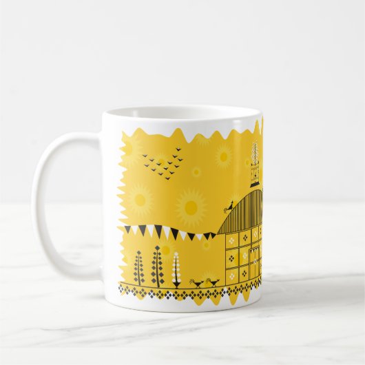 Mug Art populaire indien Warli (jaune) (Gauche)
