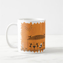 Art populaire indien Warli (orange)