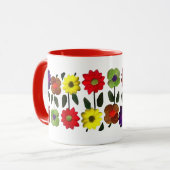 Mug Art populaire mexicain, fleurs, fleurs, GIft pour  (Devant gauche)
