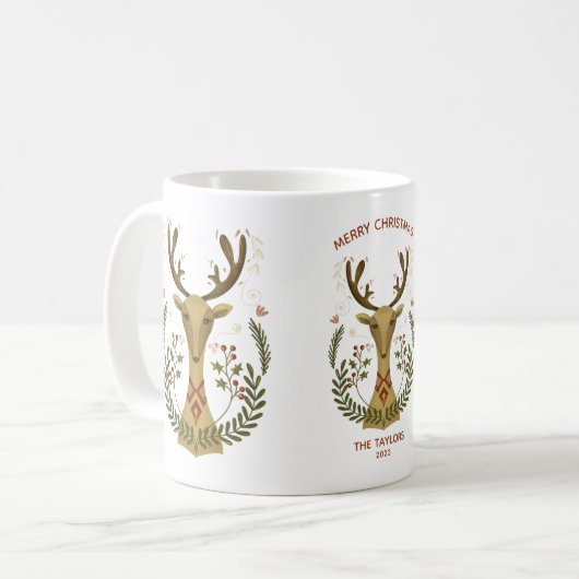 Mug Art populaire moderne mignon renne de Noël (Devant gauche)