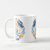 Mug Art populaire ornement rond avec oiseaux, roses et (Gauche)