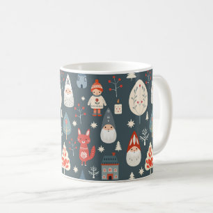 Mug Art populaire scandinave avec génomes de Noël