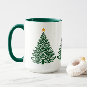Mug Art populaire scandinave Green Christmas Tree Café