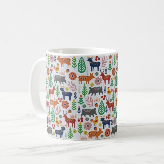 Mug Art populaire scandinave Monogramme Motif Boho Mod (Devant gauche)