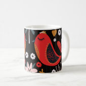 Mug Art populaire scandinave : Oiseaux colorés. (Devant droit)