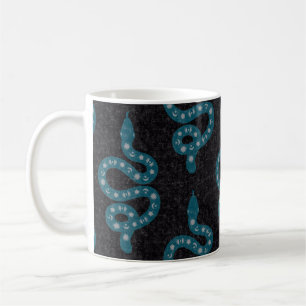 Mug Art populaire texturé grunge sorcière serpent bleu