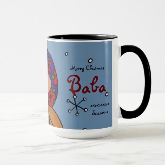 Mug Art populaire ukrainien de fille de Joyeux Noël (Droite)