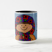 Mug Art populaire ukrainien de fille de Joyeux Noël (Centre)