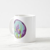 Mug Art pourpre de batik de fleur d'iris (Devant gauche)