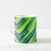 Mug Art rayures vert néon et bleu foncé (Devant gauche)