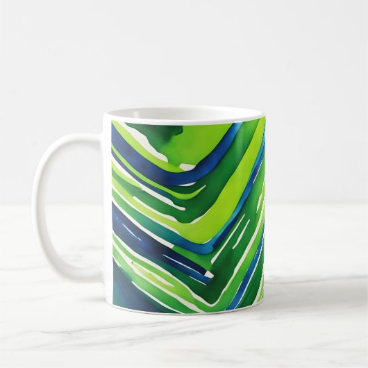 Mug Art rayures vert néon et bleu foncé (Gauche)