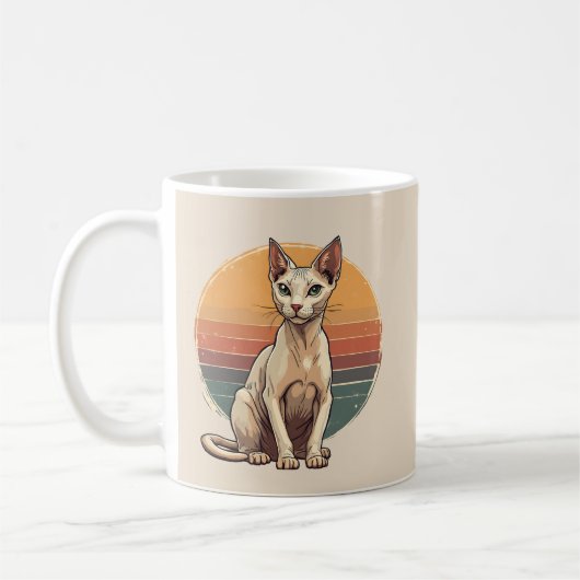 Mug Art Rétro de Mère Chat Sphynx Vintage (Gauche)