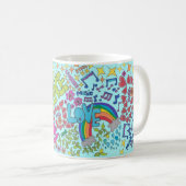 Mug Art rétro. Paix, Amour, Joie. Style années 60 (Devant droit)