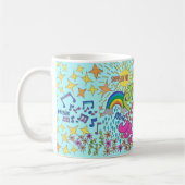Mug Art rétro. Paix, Amour, Joie. Style années 60 (Gauche)