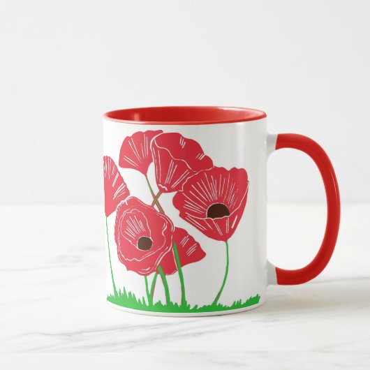 Mug Art rouge de fleur de pavots (Droite)