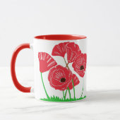 Mug Art rouge de fleur de pavots (Gauche)