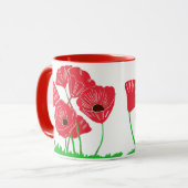 Mug Art rouge de fleur de pavots (Devant gauche)