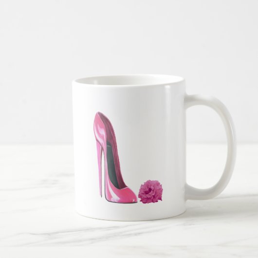 Mug Art stylet rose de chaussure et de rose de rose (Droite)