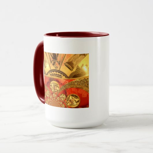Mug Art traditionnel africain rouge doré (Devant gauche)