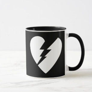Mug Art vectoriel du coeur brisé noir et blanc