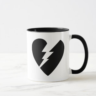 Mug Art vectoriel du coeur brisé noir et blanc