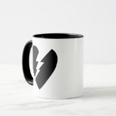 Mug Art vectoriel du coeur brisé noir et blanc (Devant gauche)
