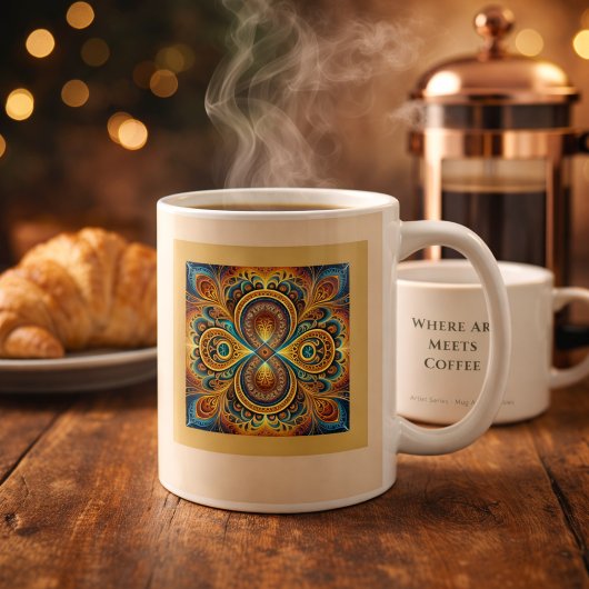 Mug Art vibrant de mandala fractal bohème