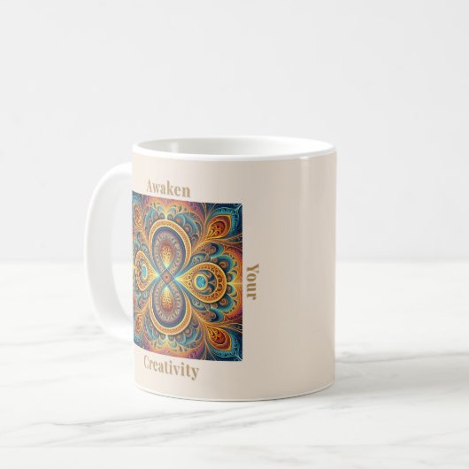 Mug Art vibrant de mandala fractal boho (Devant gauche)
