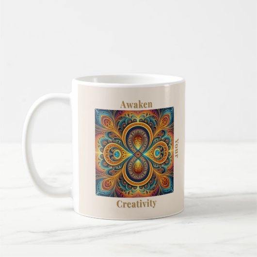 Mug Art vibrant de mandala fractal boho (Gauche)