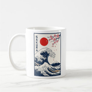 Mug Art vintage de la Grande Vague de cerisier japonai