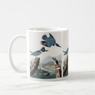 Mug Art vintage d'oiseau martin-pêcheur à ceinture d'A
