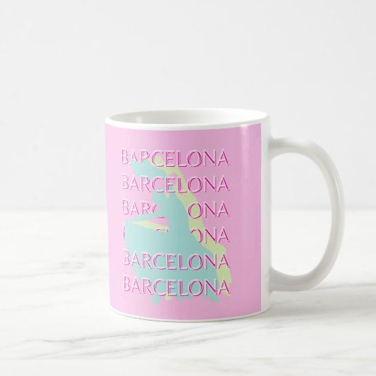 Mug Art Voyage de Barcelone, Espagne Art Voyage, Rose (Droite)
